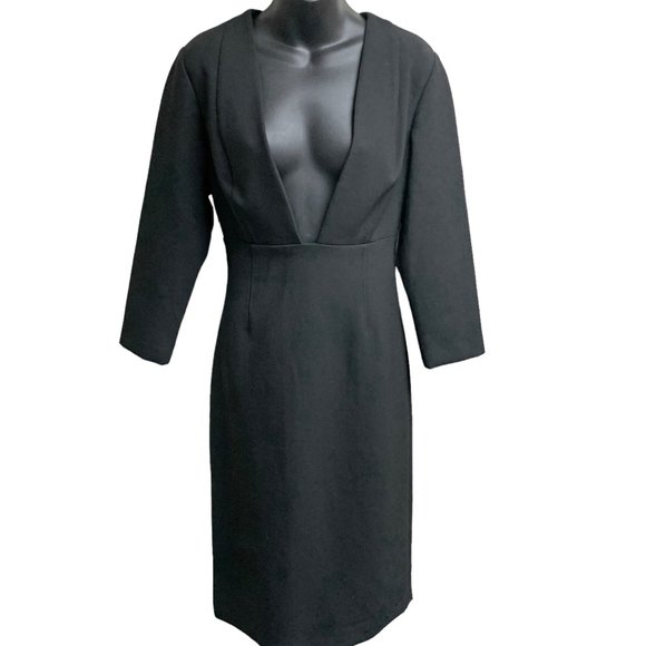 Aritzia BABATON Masu‎ Black Midi Plunging Neckline Dress - Picture 12 of 12